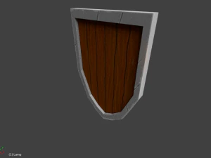 low-poly wooden shield 3D Model