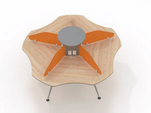 group desk office 5 persons 3D Model