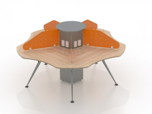 group desk office 5 persons 3D मॉडल