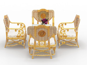 bamboo chair table Modelo 3D