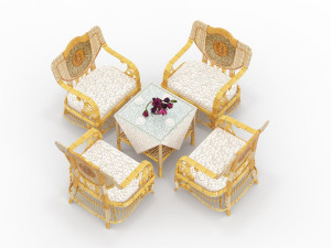bamboo chair table Modelo 3D