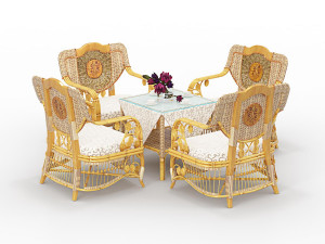 bamboo chair table Modelo 3D