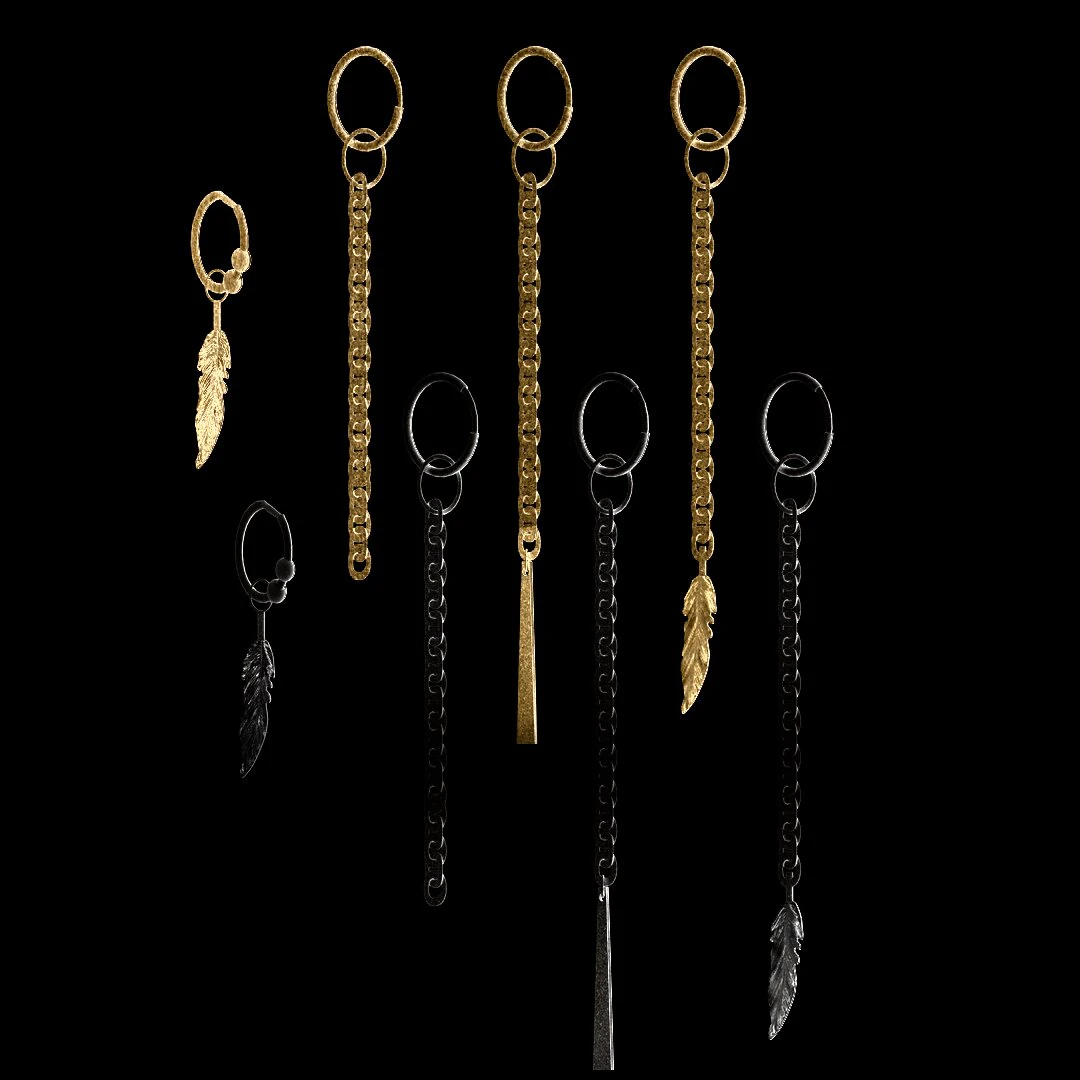 earring 4 types 3D Model .c4d .max .obj .3ds .fbx .stl .blend 