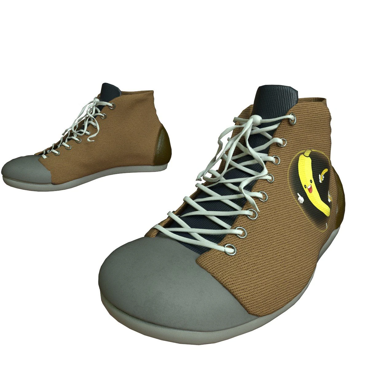 banana sneakers 3D Model .c4d .max .obj .3ds .fbx .stl .blend 