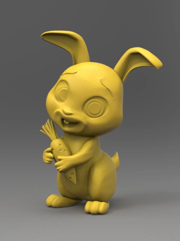 funny bunny with carrot 3D Model .c4d .max .obj .3ds .fbx .stl .blend
