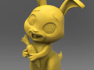 funny bunny with carrot 3D Model
