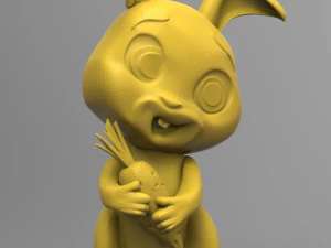 funny bunny with carrot 3D Model