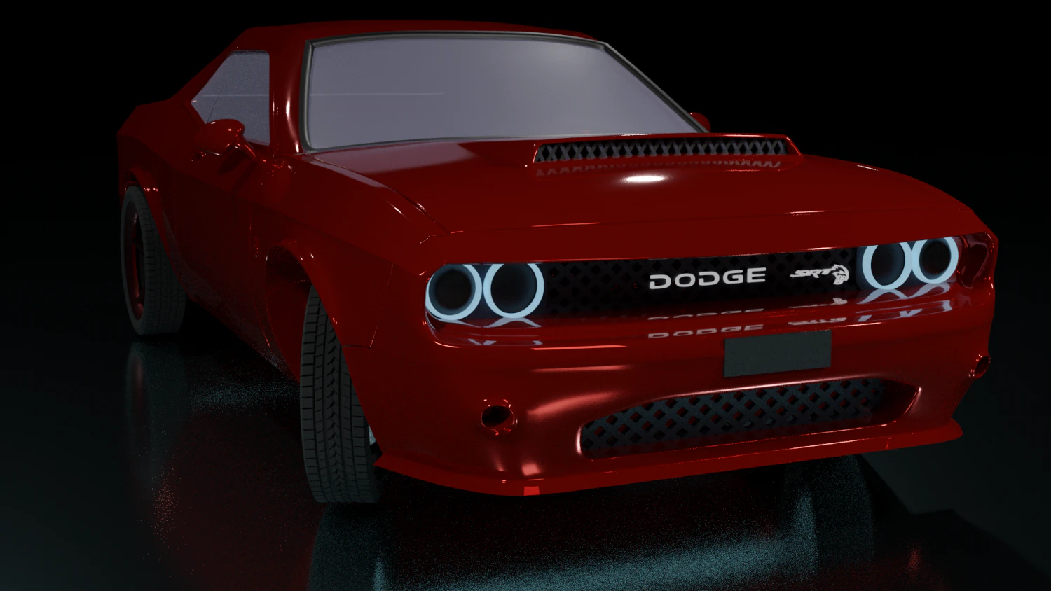 dodge challanger srt hellcat 3D Model .c4d .max .obj .3ds .fbx .stl .blend 