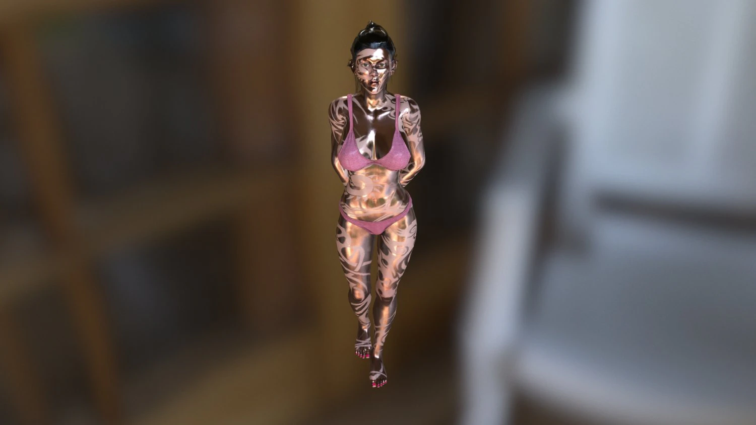 hot girl with tatoo 3D Model .c4d .max .obj .3ds .fbx .stl .blend 