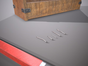 wooden toolbox and tools Model 3D
