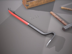wooden toolbox and tools Model 3D