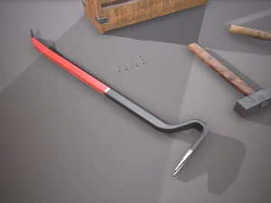 wooden toolbox and tools 3D Model