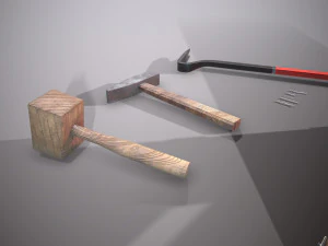 wooden toolbox and tools 3D Model