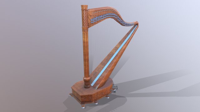 harp Modelo 3D .c4d .max .obj .3ds .fbx .stl .blend 