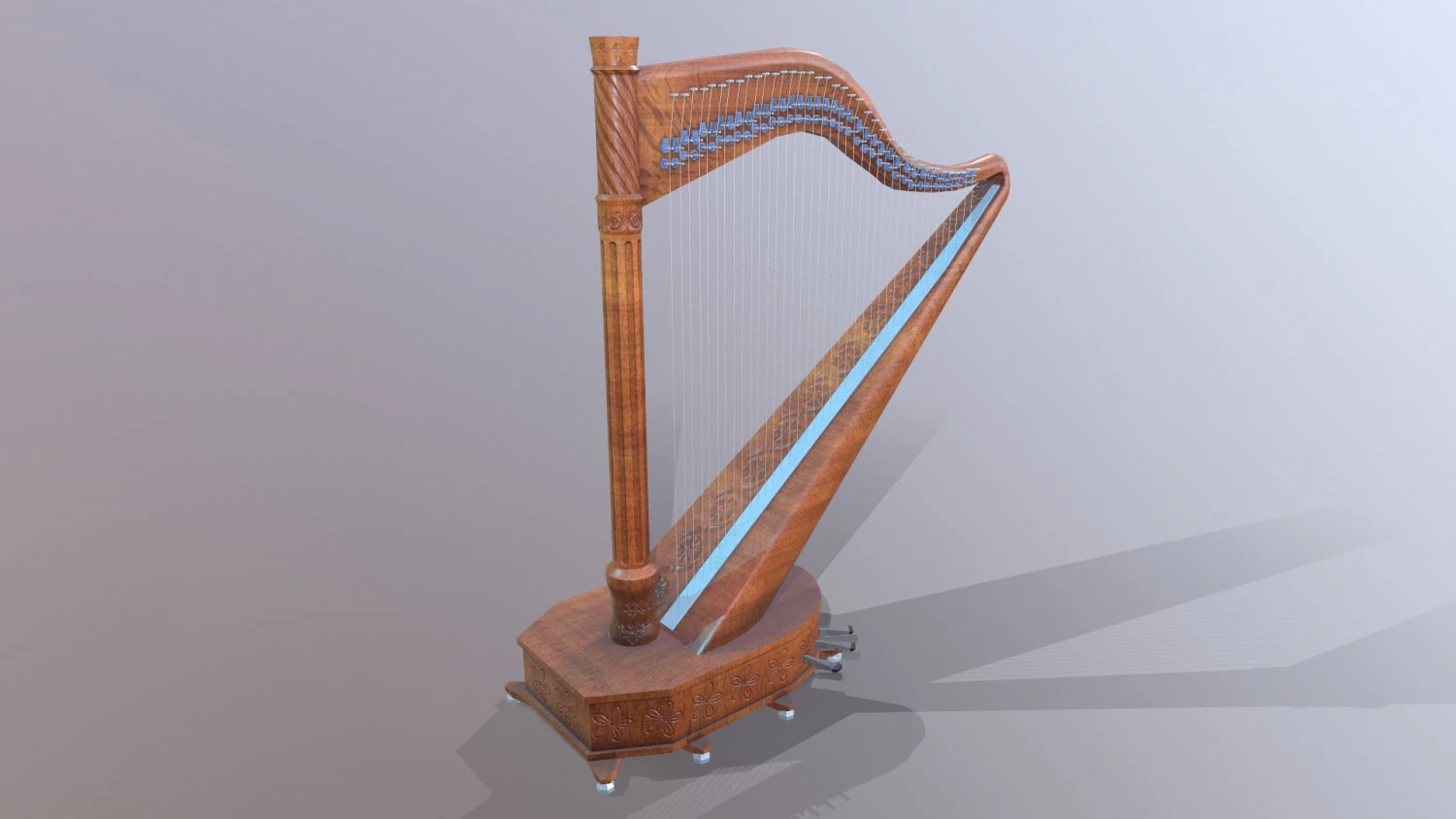 harp 3D Model .c4d .max .obj .3ds .fbx .stl .blend 