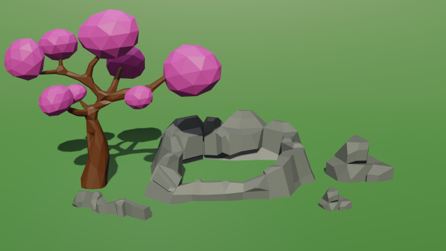 low poly tree and rocks free low-poly 3D 모델 .c4d .max .obj .3ds .fbx .stl .blend 