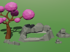 low poly tree and rocks free low-poly 3Dモデル