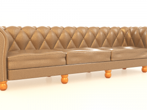 chesterfield armchair 3 seats Modello 3D