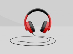 stereo headphones with cable and p3 plug 3D Model