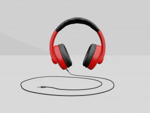 stereo headphones with cable and p3 plug 3D Model