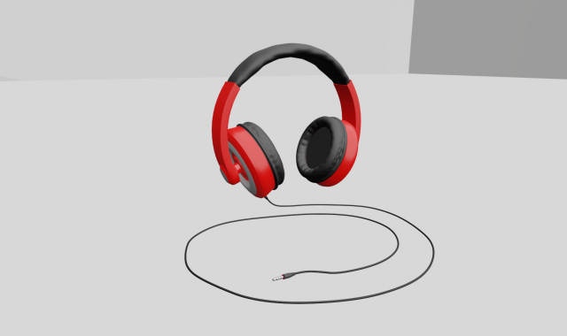 stereo headphones with cable and p3 plug 3D Model .c4d .max .obj .3ds .fbx .stl .blend 