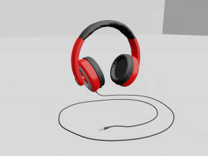 케이블과 p3 플러그가 포함된 스테레오 헤드폰 3D 모델