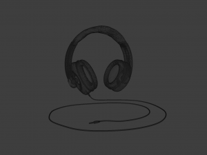 stereo headphones with cable and p3 plug 3D Model