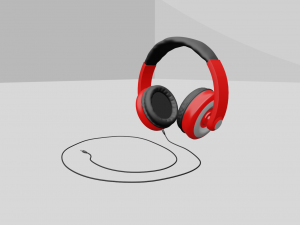 stereo headphones with cable and p3 plug 3D Model