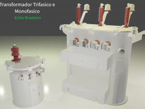 three-phase and single-phase transformer - brazilian style Model 3D