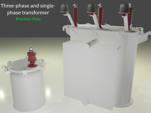 three-phase and single-phase transformer - brazilian style Model 3D