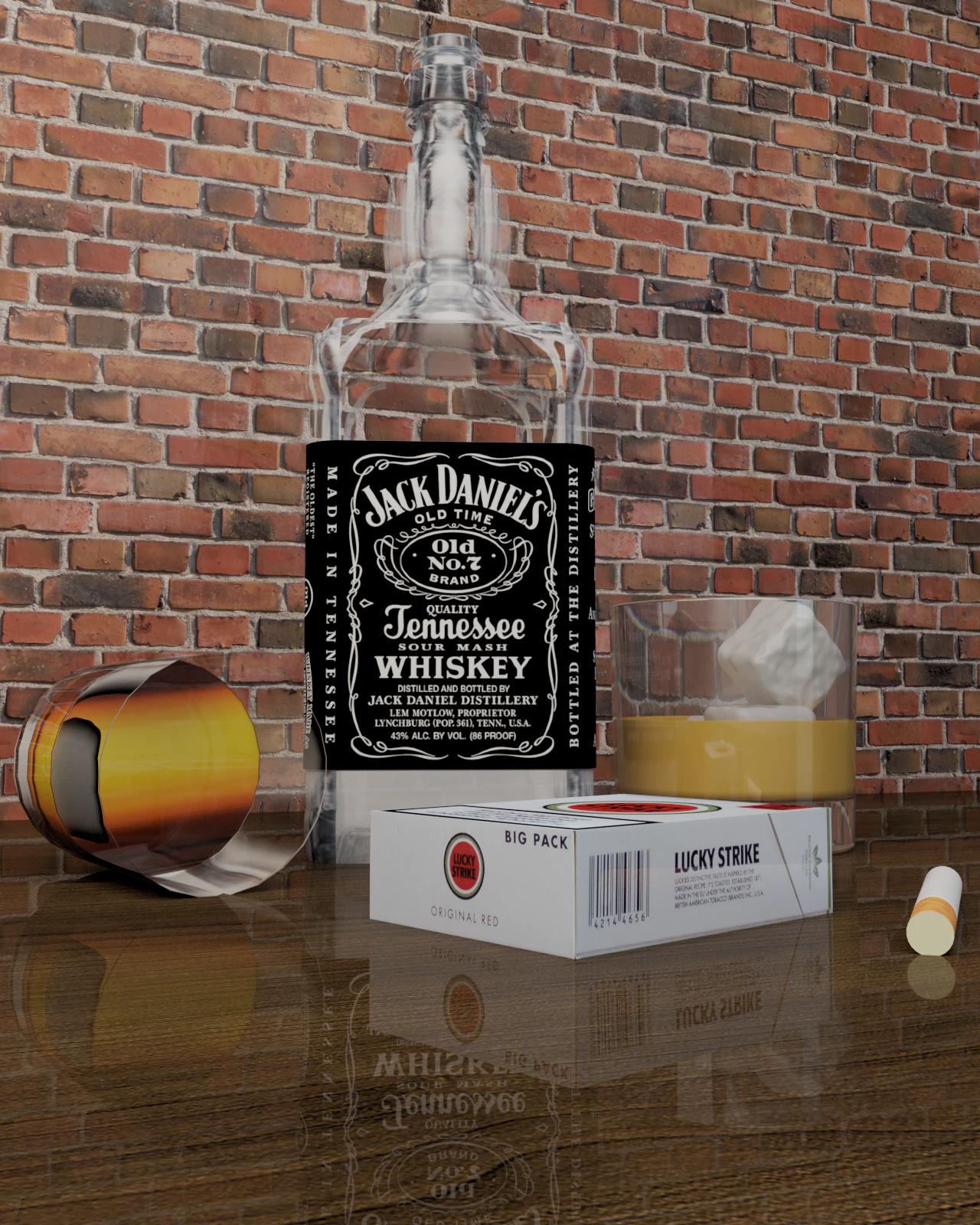 Jack Daniels Whiskey 3D Modell .c4d .max .obj .3ds .fbx .stl .blend 