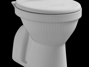 फ़्लोर माउंट ओवल आकार का ईडब्ल्यूसी शौचालय 3डीएस मैक्स में तैयार किया गया 3D मॉडल