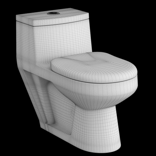 在 3ds max 中建模的一件式 ewc 马桶 3D 模型 .c4d .max .obj .3ds .fbx .stl .blend 