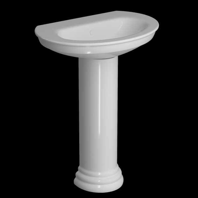 pedestal half round wash basin modeled in 3ds max 3D Model .c4d .max .obj .3ds .fbx .stl .blend 