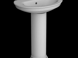 pedestal half round wash basin modeled in 3ds max 3D Model