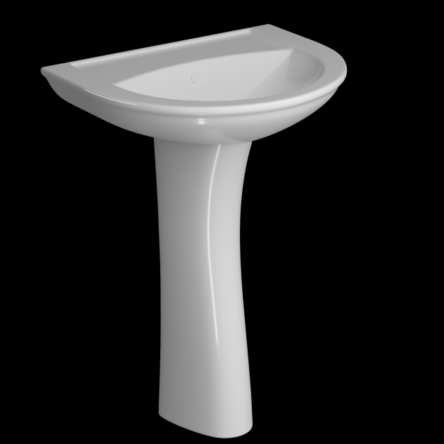 pedestal half round wash basin modeled in 3ds max 3Dモデル .c4d .max .obj .3ds .fbx .stl .blend 