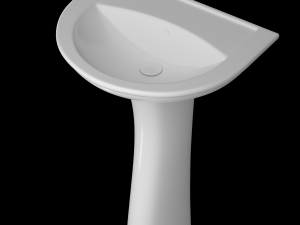 pedestal half round wash basin modeled in 3ds max 3Dモデル