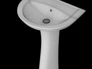 pedestal half round wash basin modeled in 3ds max 3Dモデル