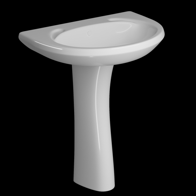pedestal half round wash basin modeled in 3ds max 3D मॉडल .c4d .max .obj .3ds .fbx .stl .blend 