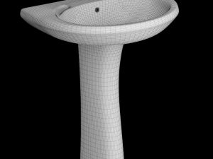 pedestal half round wash basin modeled in 3ds max 3D Model