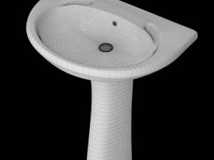 pedestal half round wash basin modeled in 3ds max 3D Model