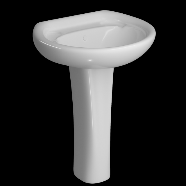 pedestal half round wash basin modeled in 3ds max 3D Modell .c4d .max .obj .3ds .fbx .stl .blend
