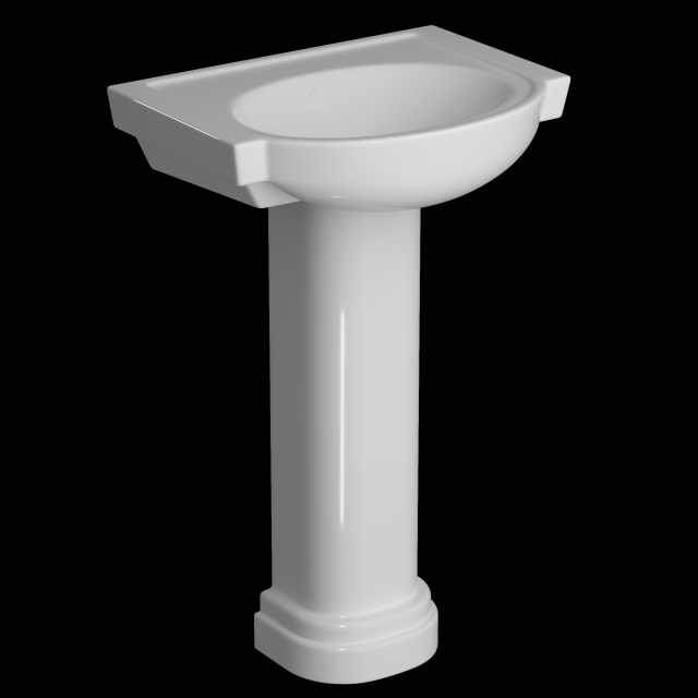 pedestal half round wash basin modeled in 3ds max 3D Model .c4d .max .obj .3ds .fbx .stl .blend 