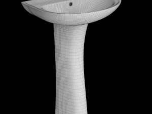 pedestal half round wash basin modeled in 3ds max 3Dモデル