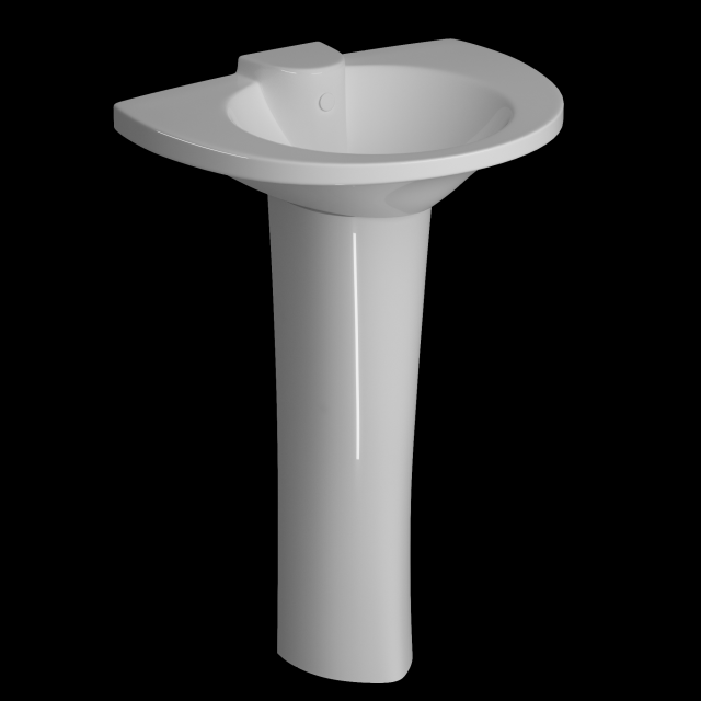 pedestal half round wash basin modeled in 3ds max Modelo 3D .c4d .max .obj .3ds .fbx .stl .blend 