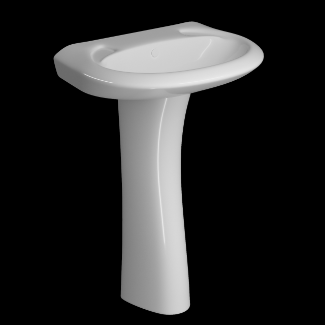 pedestal half round wash basin modeled in 3ds max Modelo 3D .c4d .max .obj .3ds .fbx .stl .blend 