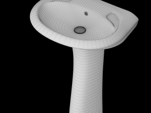 pedestal half round wash basin modeled in 3ds max Modelo 3D