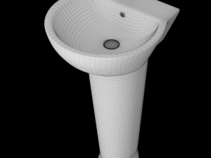 pedestal half round wash basin modeled in 3ds max 3D Model