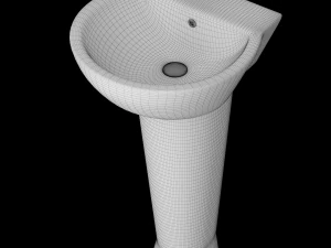 pedestal half round wash basin modeled in 3ds max 3D Model