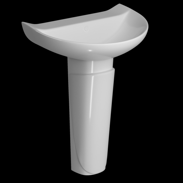 pedestal half round wash basin modeled in 3ds max Modello 3D .c4d .max .obj .3ds .fbx .stl .blend 